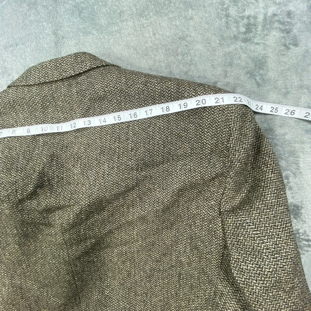 VTG Stafford Jacket Tweed Blazer Lambswool 46R Brown Herringbone Elbow Patch USA